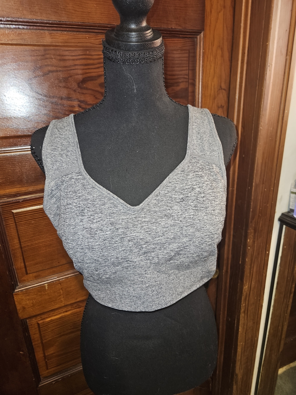 Puma Gray Seamless V-Neck Sports Bodysuit